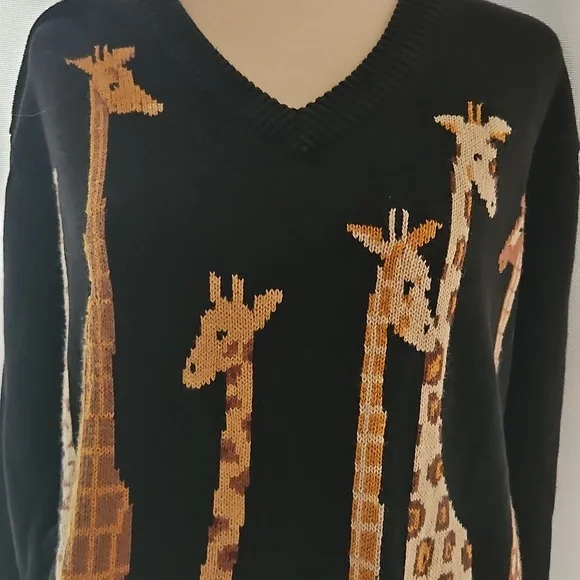 Terrazo 80s Vintage Novelty Giraffe Sweater Large - Picture 2 of 6